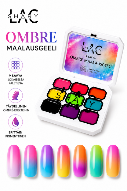 LacShary Ombre -maalausgeeli paletti